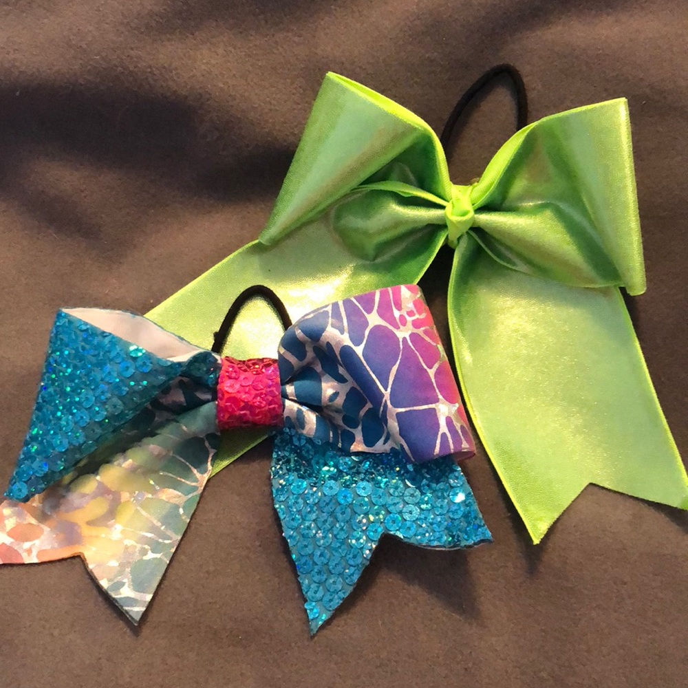 Neon cheer bows set of two